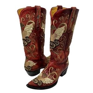 Old Gringo Grace Boots Women 6.5 Vesuvio Red Brown Cowboy Cowgirl Western Heart